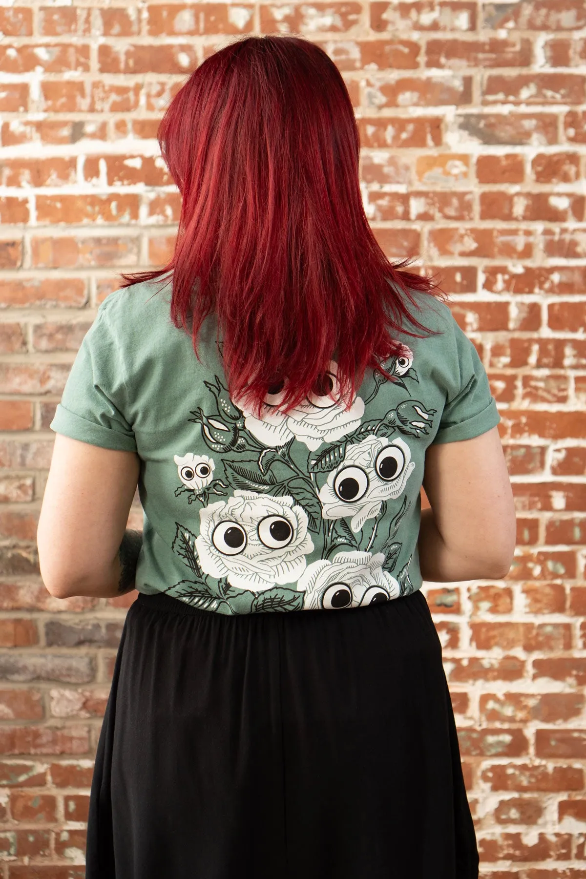 Googly White Roses Pocket Tee sold by Stay Home Club product image thumbnail 3