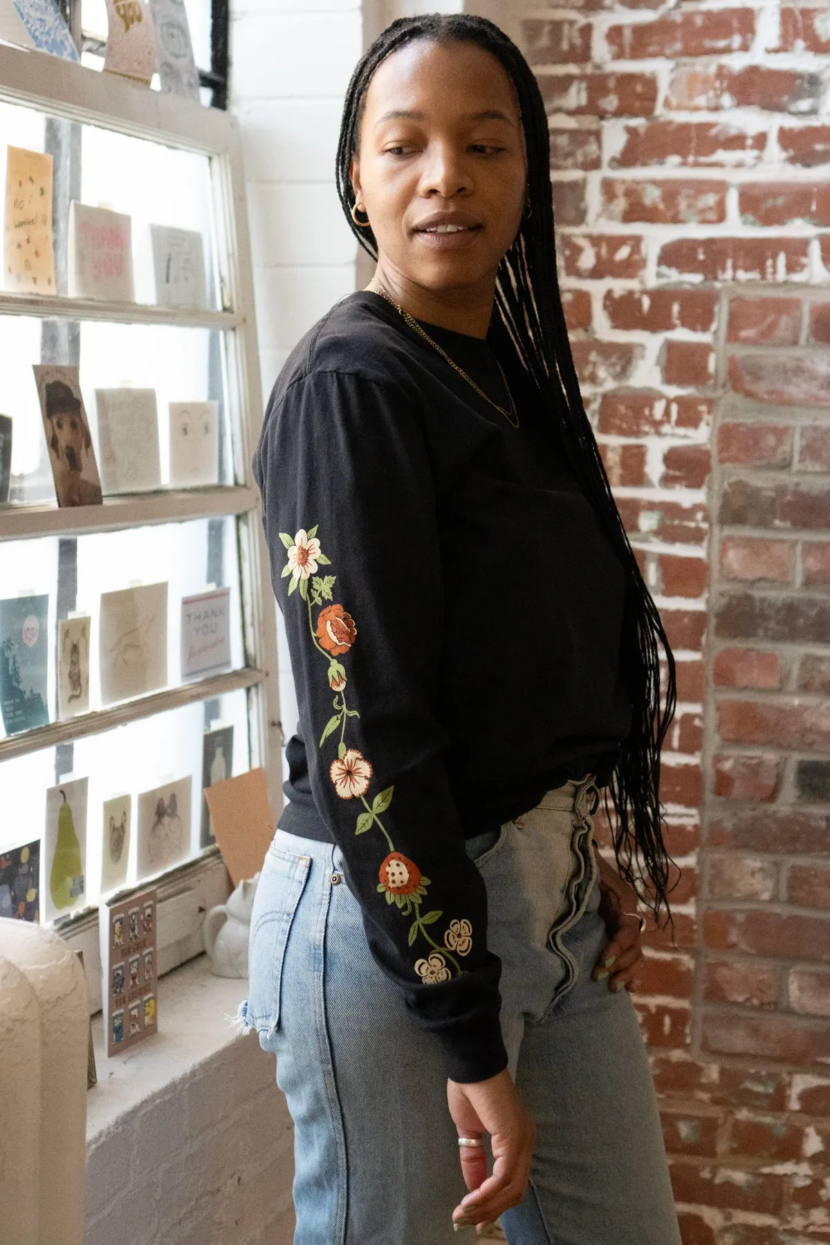 Flower Chain Long Sleeve Tee sold by Stay Home Club product image thumbnail 5