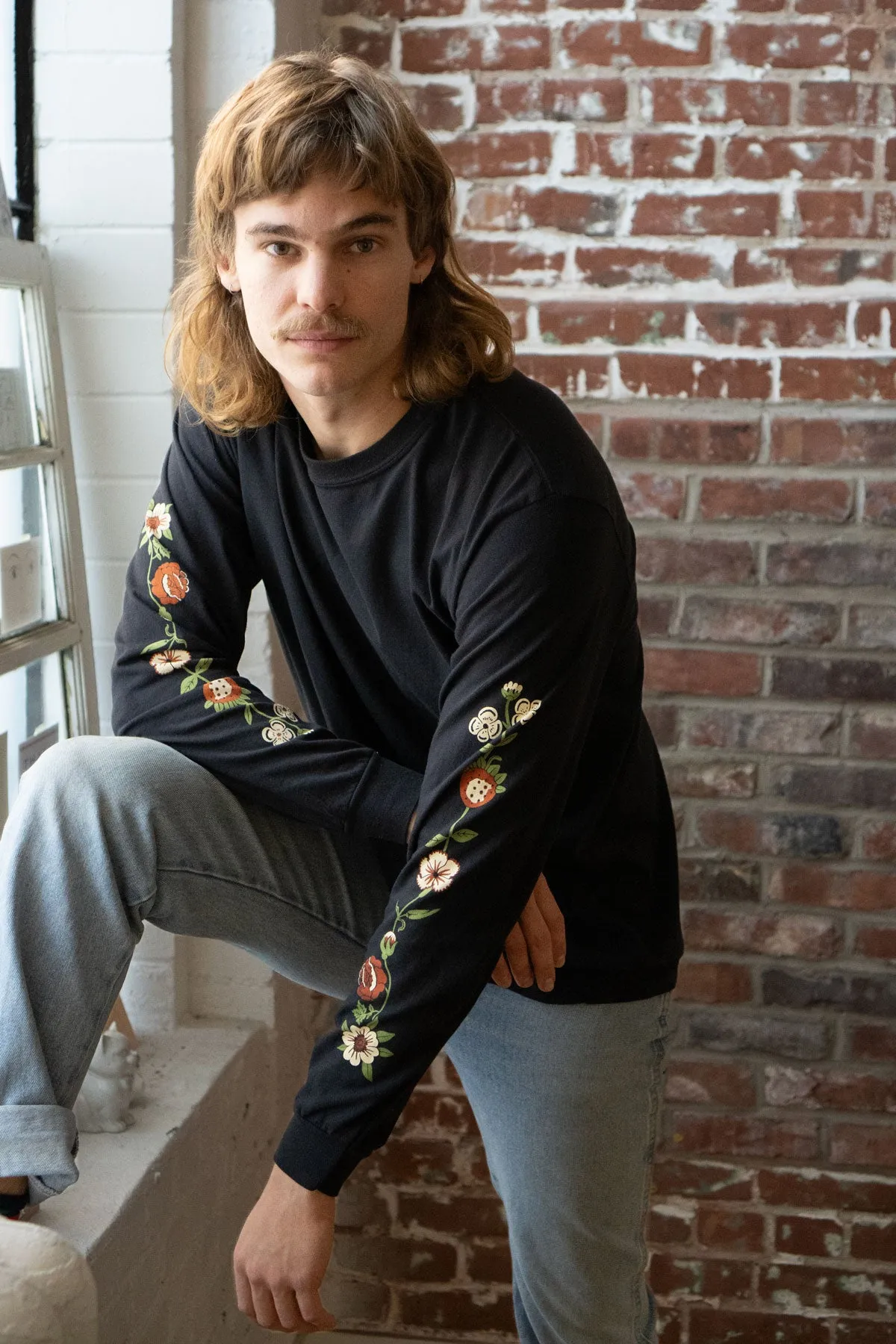 Flower Chain Long Sleeve Tee sold by Stay Home Club product image thumbnail 4