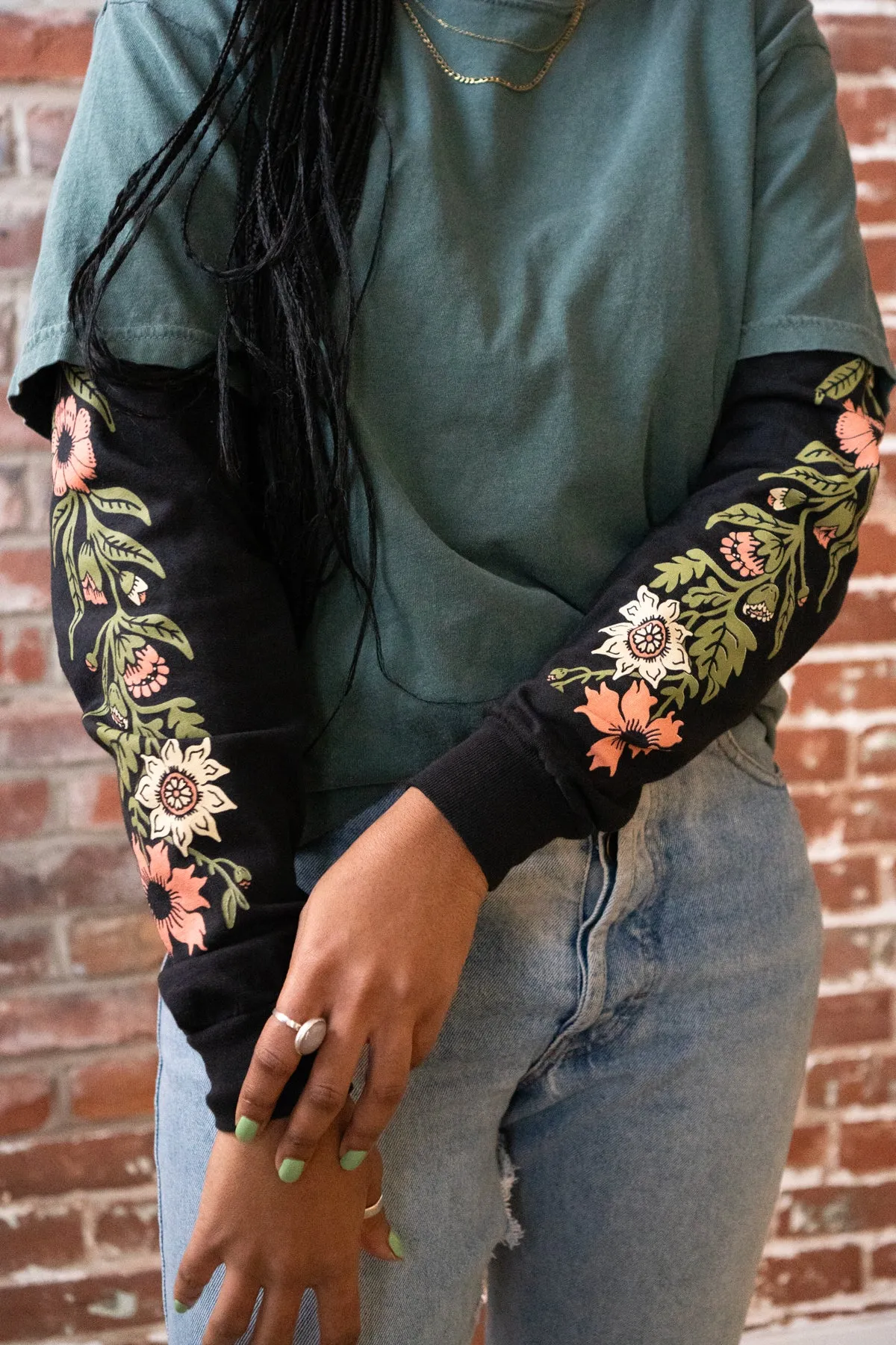 Red House Floral Long Sleeve Tee sold by Stay Home Club product image thumbnail 2