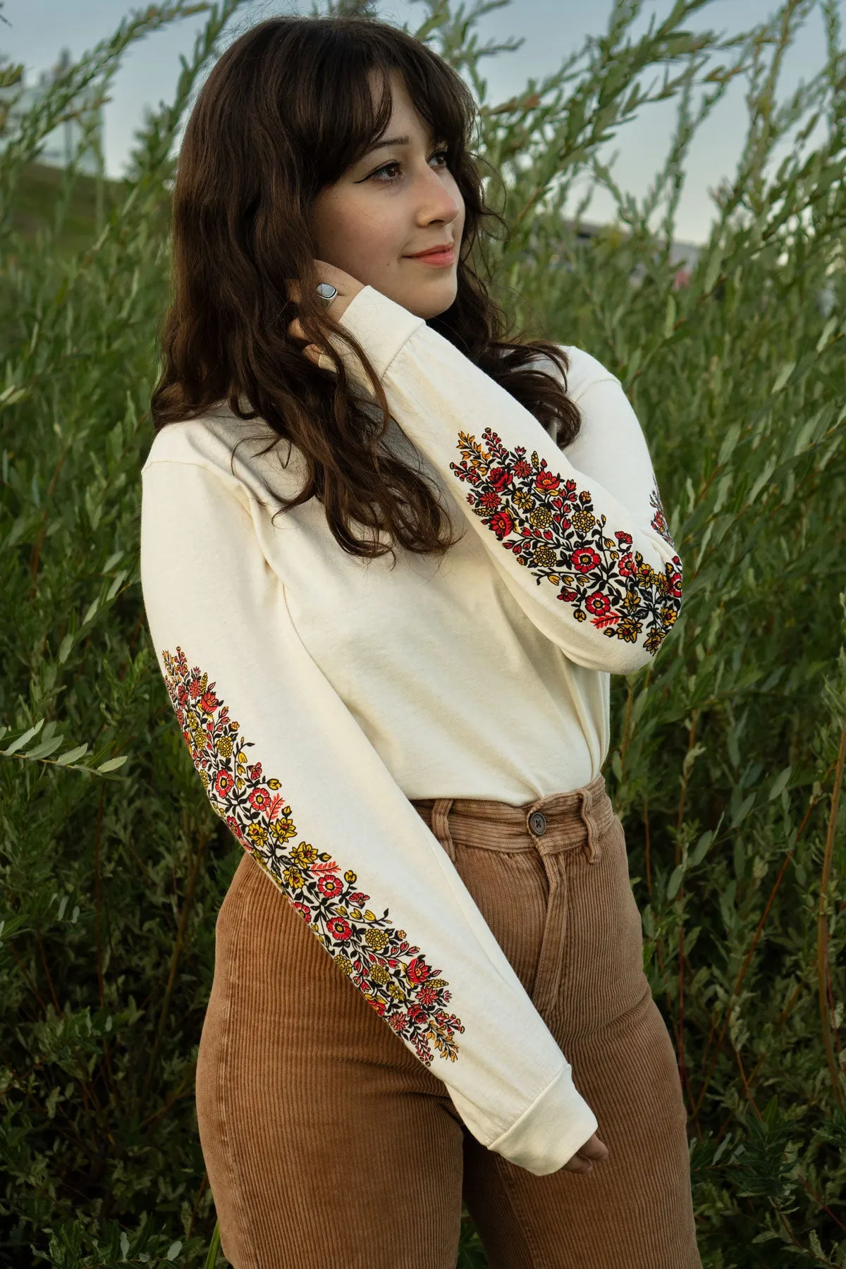 Folk Flowers Long Sleeve Tee sold by Stay Home Club product image thumbnail 2