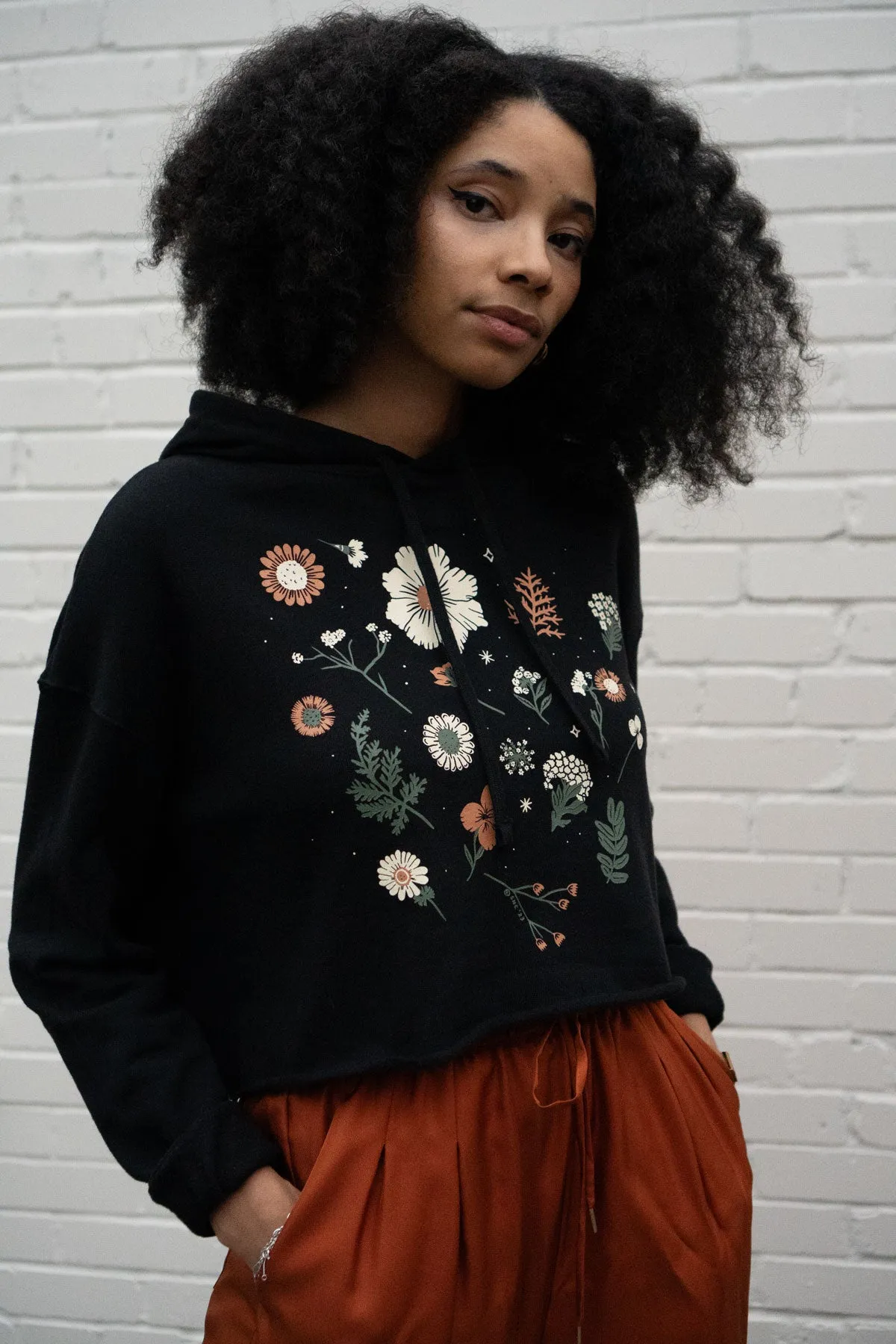 Pressed Flowers - Lightweight Crop Hoodie sold by Stay Home Club