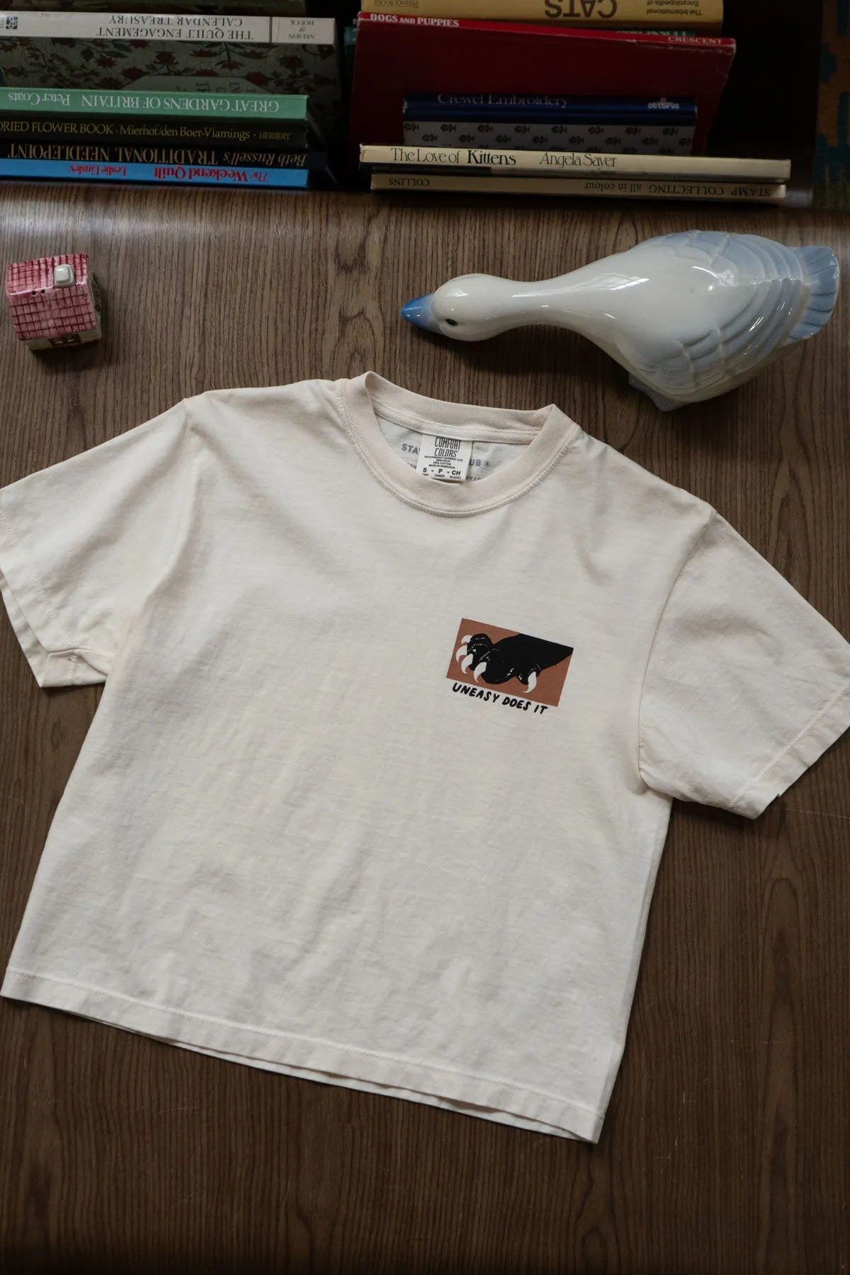 Uneasy Does It CC Boxy Tee sold by Stay Home Club