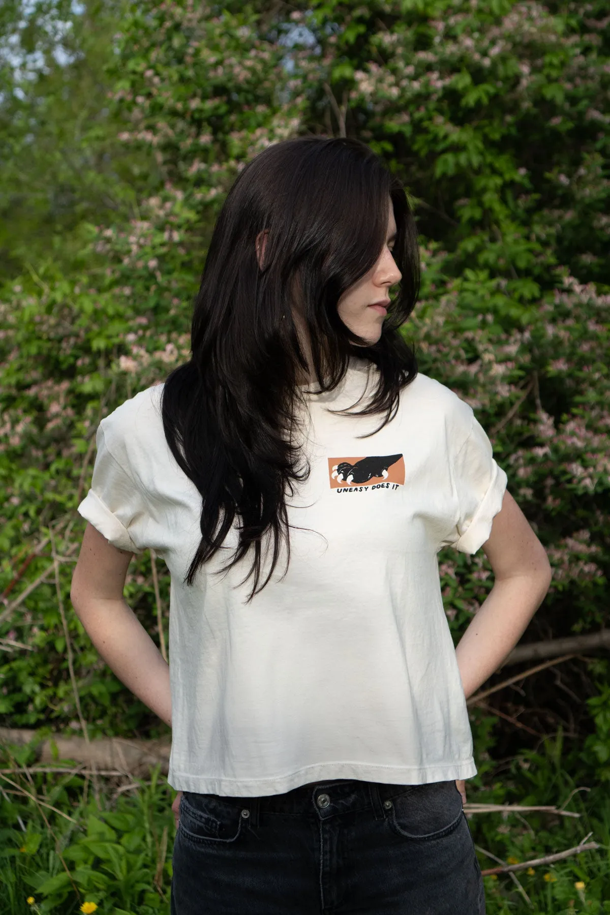 Uneasy Does It CC Boxy Tee sold by Stay Home Club product image thumbnail 3