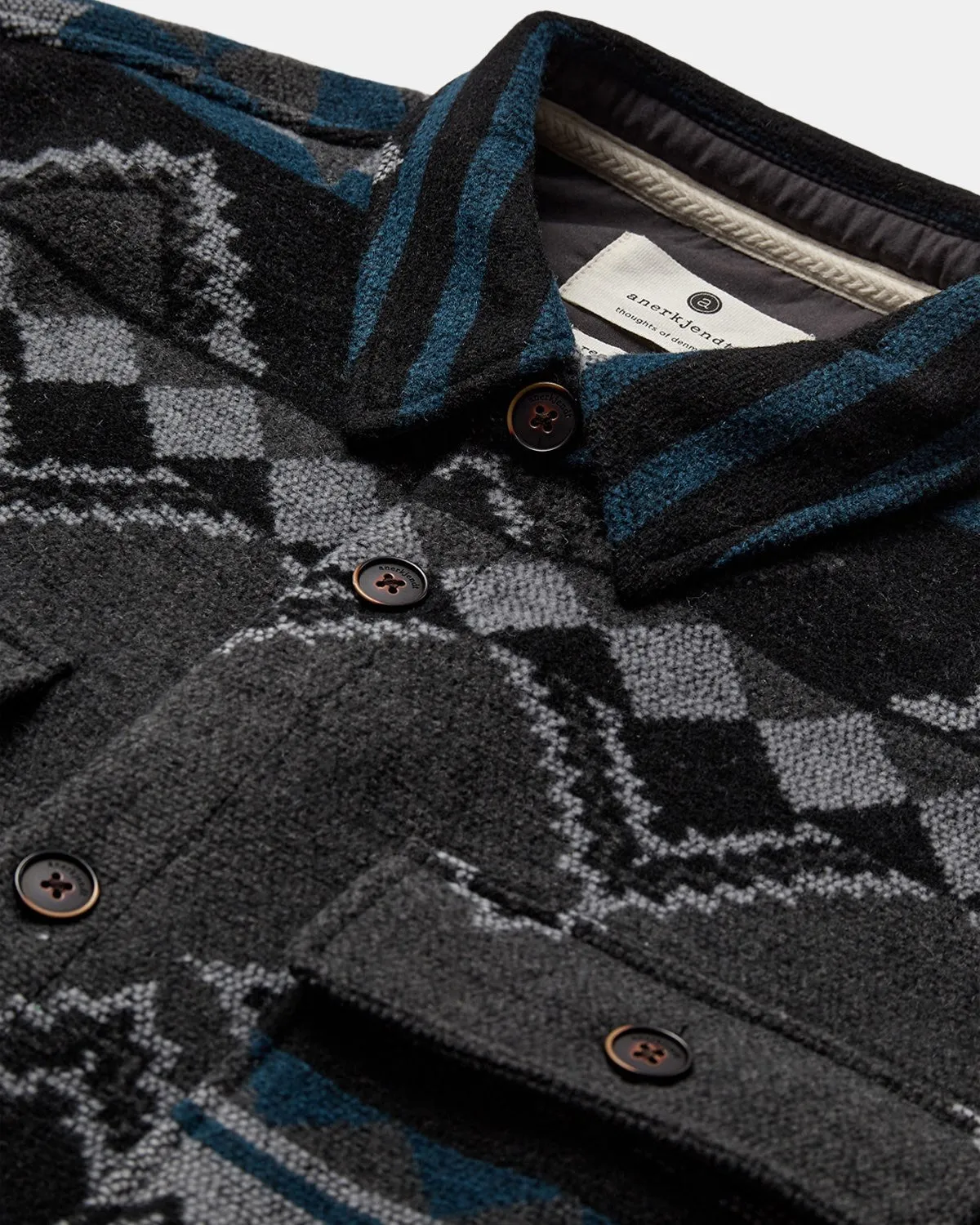 AKOSCAR CHECK OVERSHIRT - Dark grey melange sold by anerkjendt product image thumbnail 3