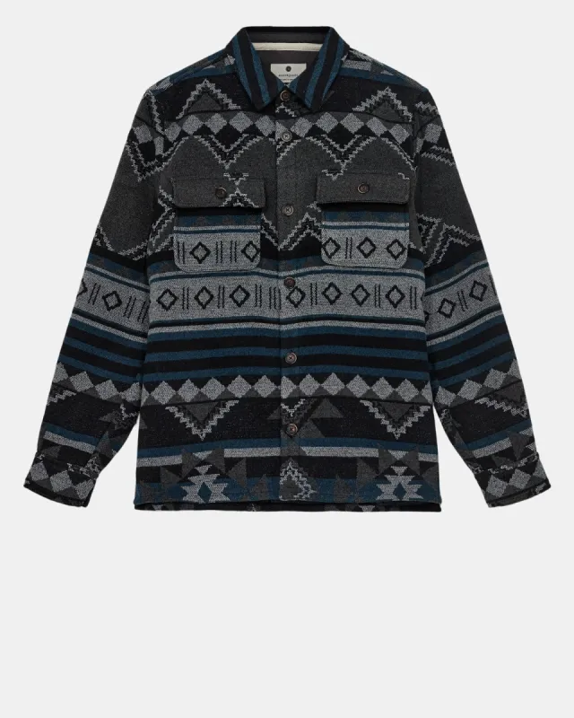 AKOSCAR CHECK OVERSHIRT - Dark grey melange sold by anerkjendt