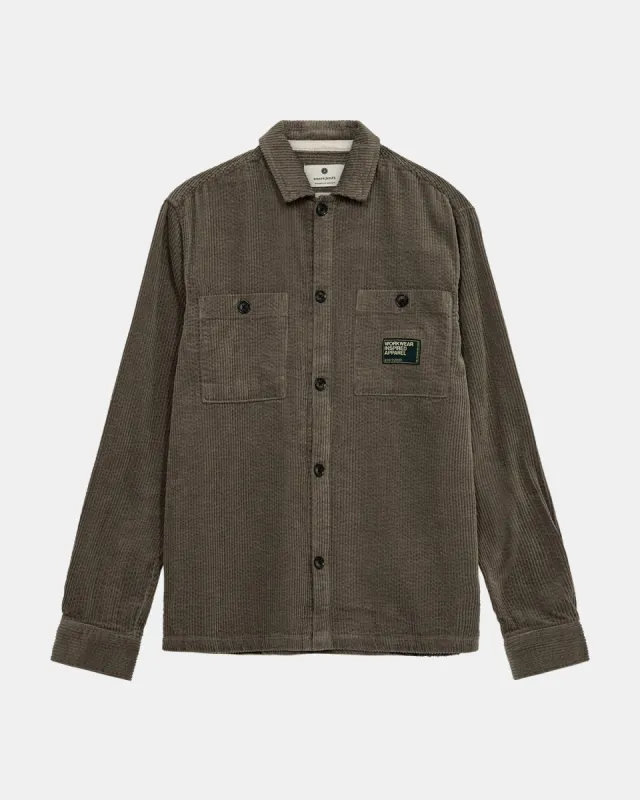 AKTHEO CORD L/S OVERSHIRT - Deep Lichen Green sold by anerkjendt