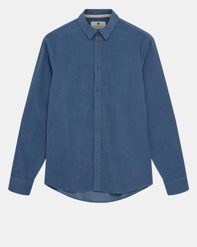 AKLEIF SOLID CORD SHIRT - Indian Teal sold by anerkjendt