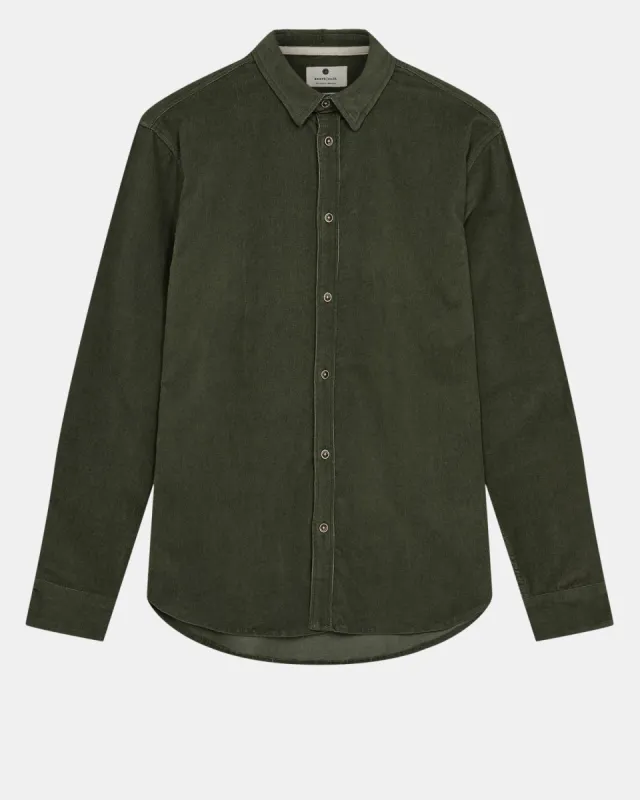 AKLEIF SOLID CORD SHIRT - Forest night sold by anerkjendt
