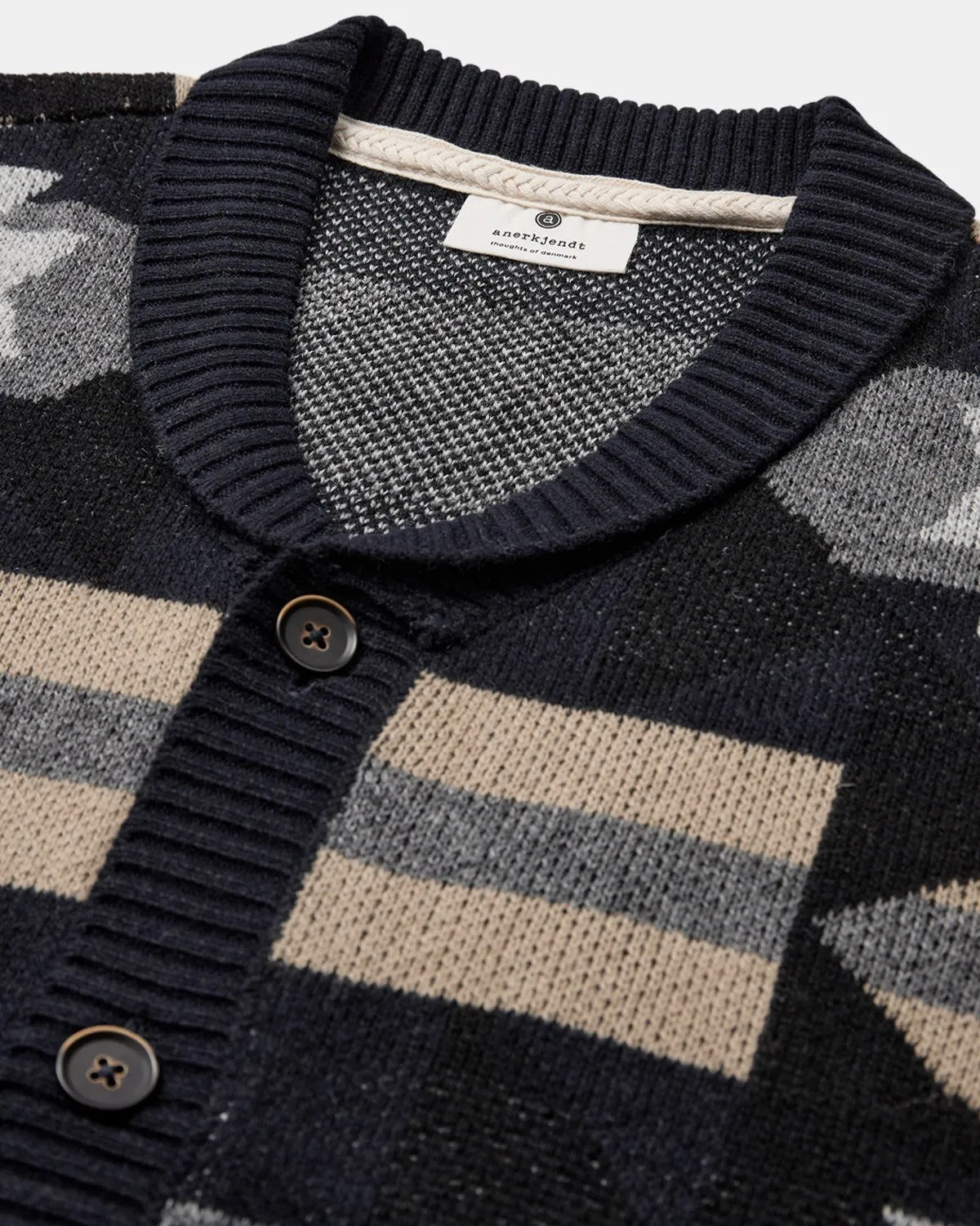 AKSKJOLD JACQUARD CARDIGAN - Sky Captain sold by anerkjendt product image thumbnail 3