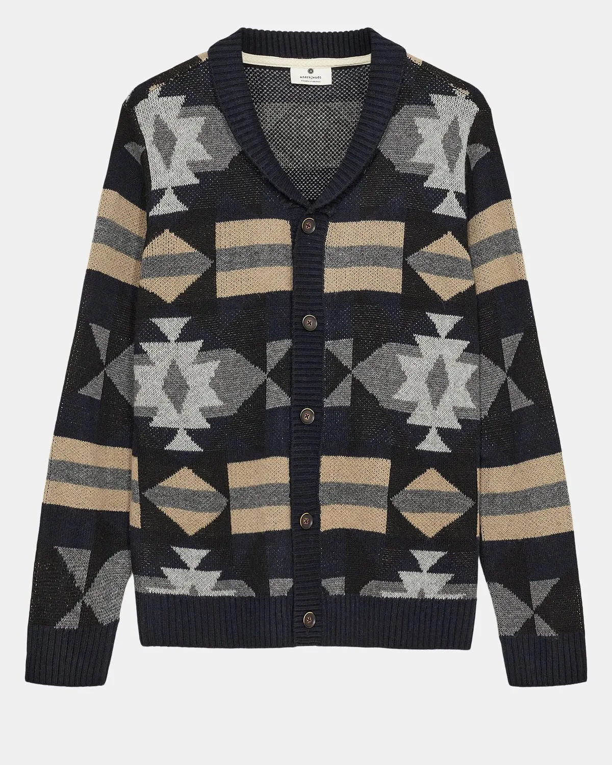 AKSKJOLD JACQUARD CARDIGAN - Sky Captain sold by anerkjendt