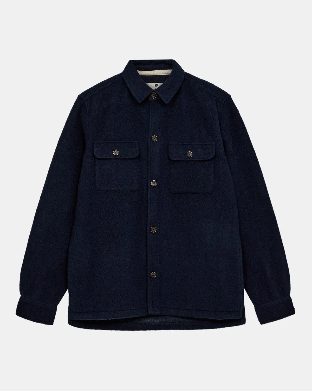 AKOSCAR BOILED WOOL OVERSHIRT - Sky Captain sold by anerkjendt