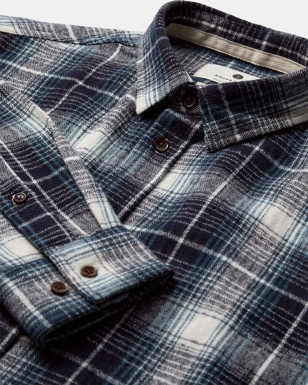 AKLEIF FLANNEL CHECK SHIRT - Sky Captain sold by anerkjendt product image thumbnail 3