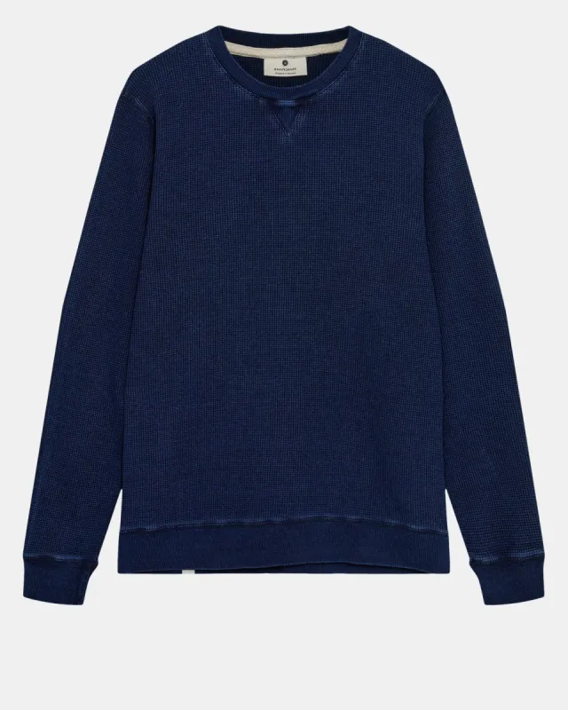 AKRUBEN INDIGO WAFFLE SWEAT - Sky Captain sold by anerkjendt
