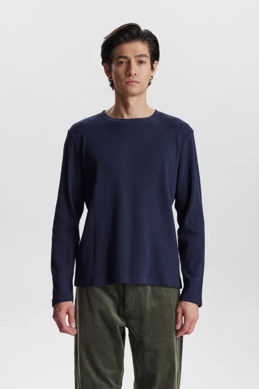 AKKIKKI L/S WAFFLE TEE - Sky Captain sold by anerkjendt