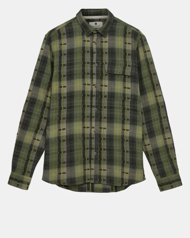AKLEIF INDIGO CHECK SHIRT - Olivine sold by anerkjendt