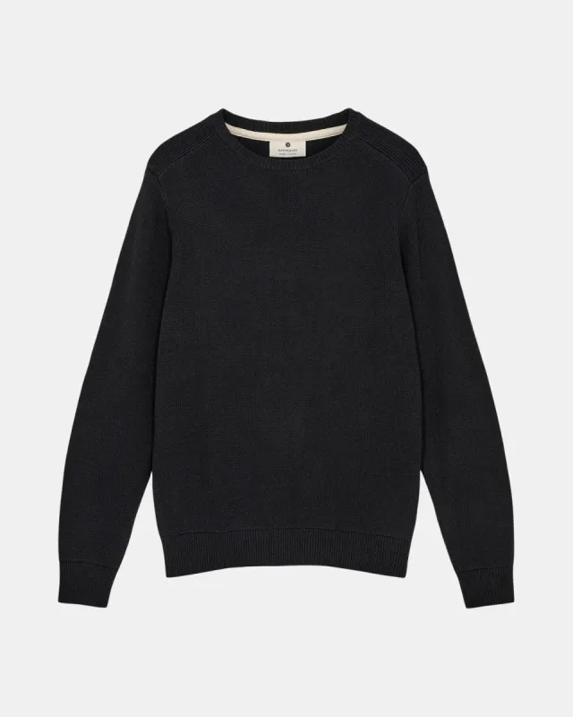 AKSUNE BASIC COT CREW NECK - Caviar sold by anerkjendt