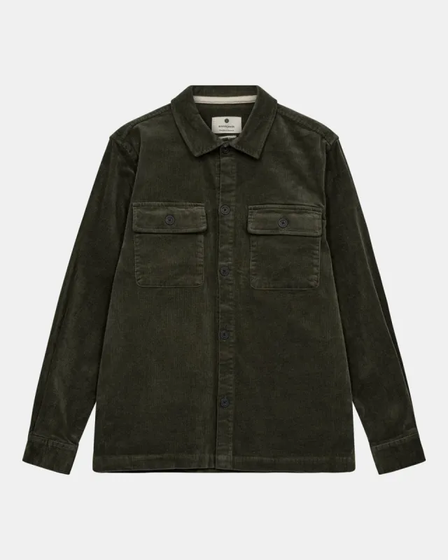 AKOSCAR CORD OVERSHIRT - Forest night sold by anerkjendt