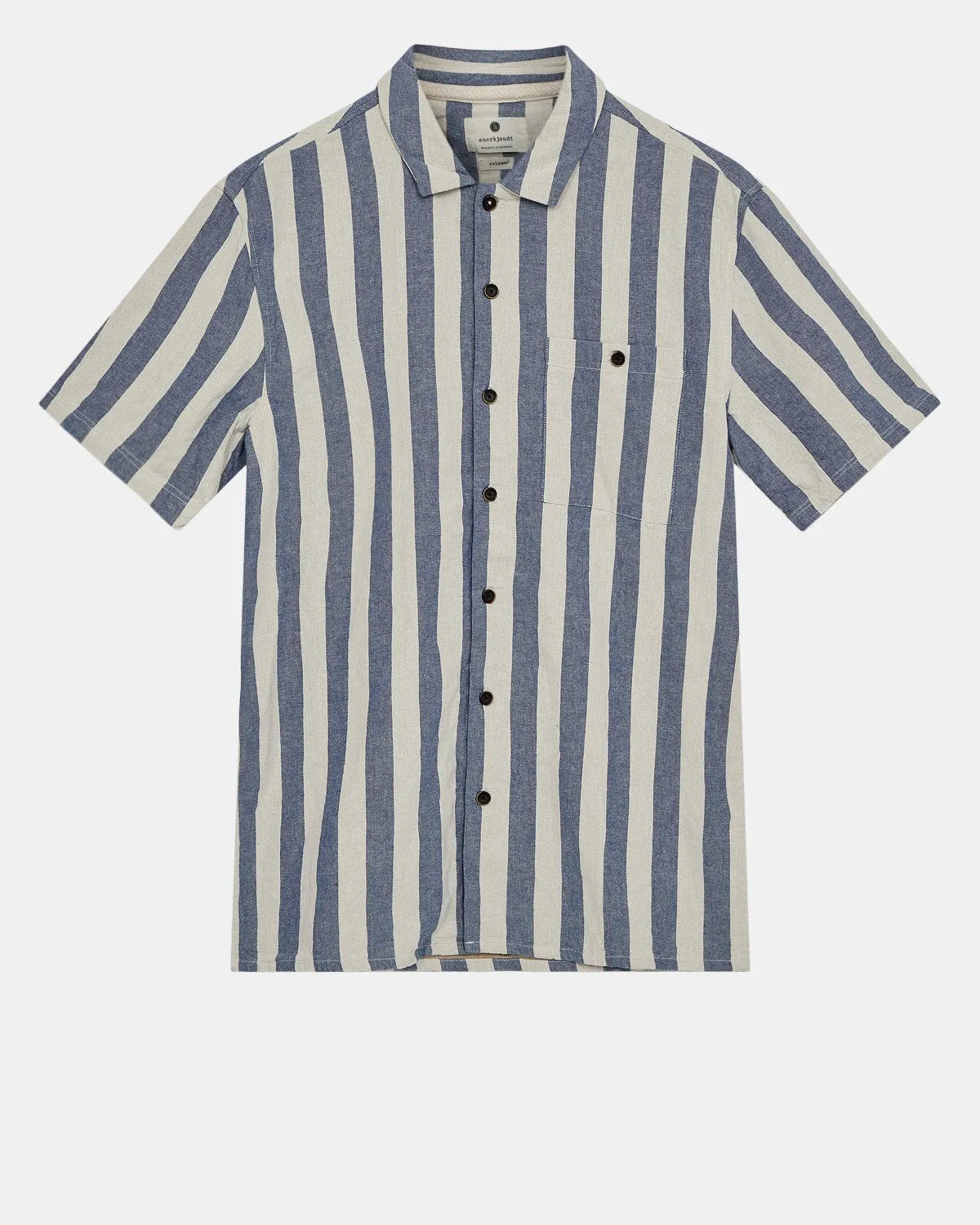 AKLEON S/S STRIPE SHIRT - Bright Cobalt sold by anerkjendt
