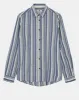 AKLEIF L/S  COT STRIPE  - Indian Teal sold by anerkjendt