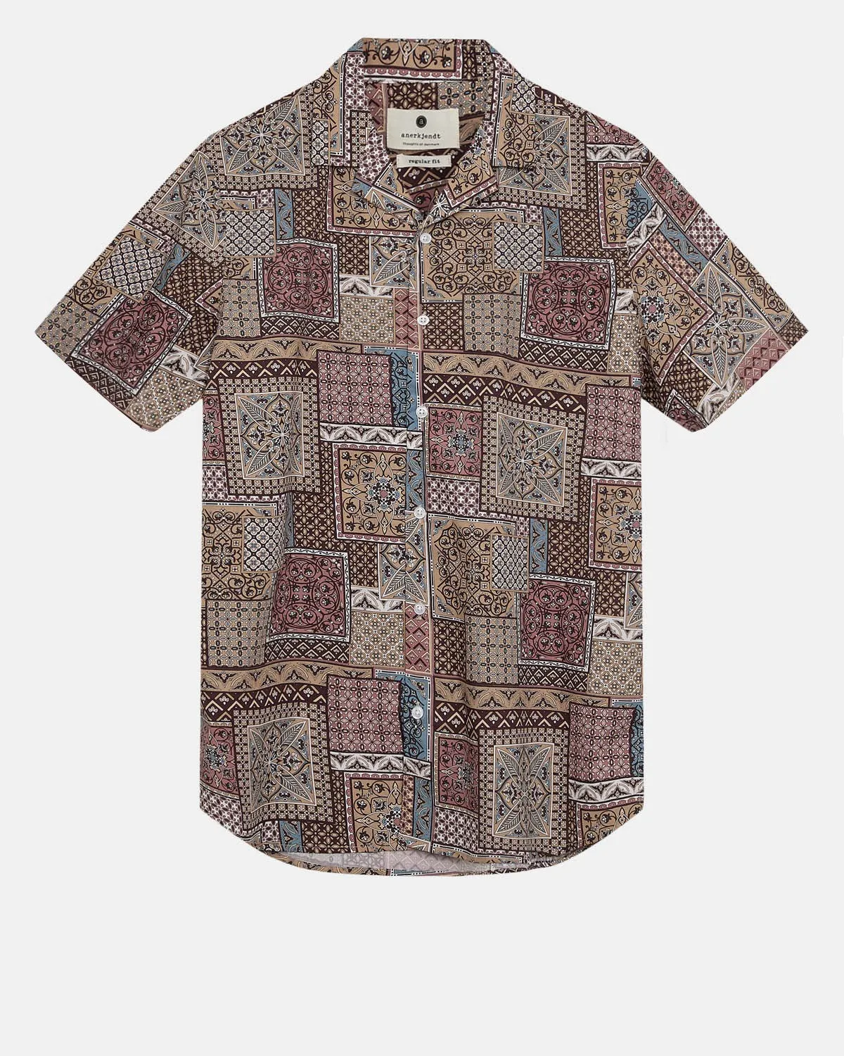 AKLEO S/S POPLIN AOP - Cognac sold by anerkjendt