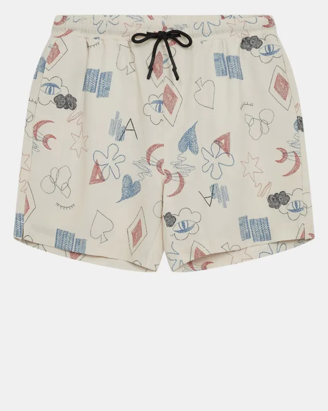 AKSHARK AOP SWIMSHORTS - Brown Rice sold by anerkjendt