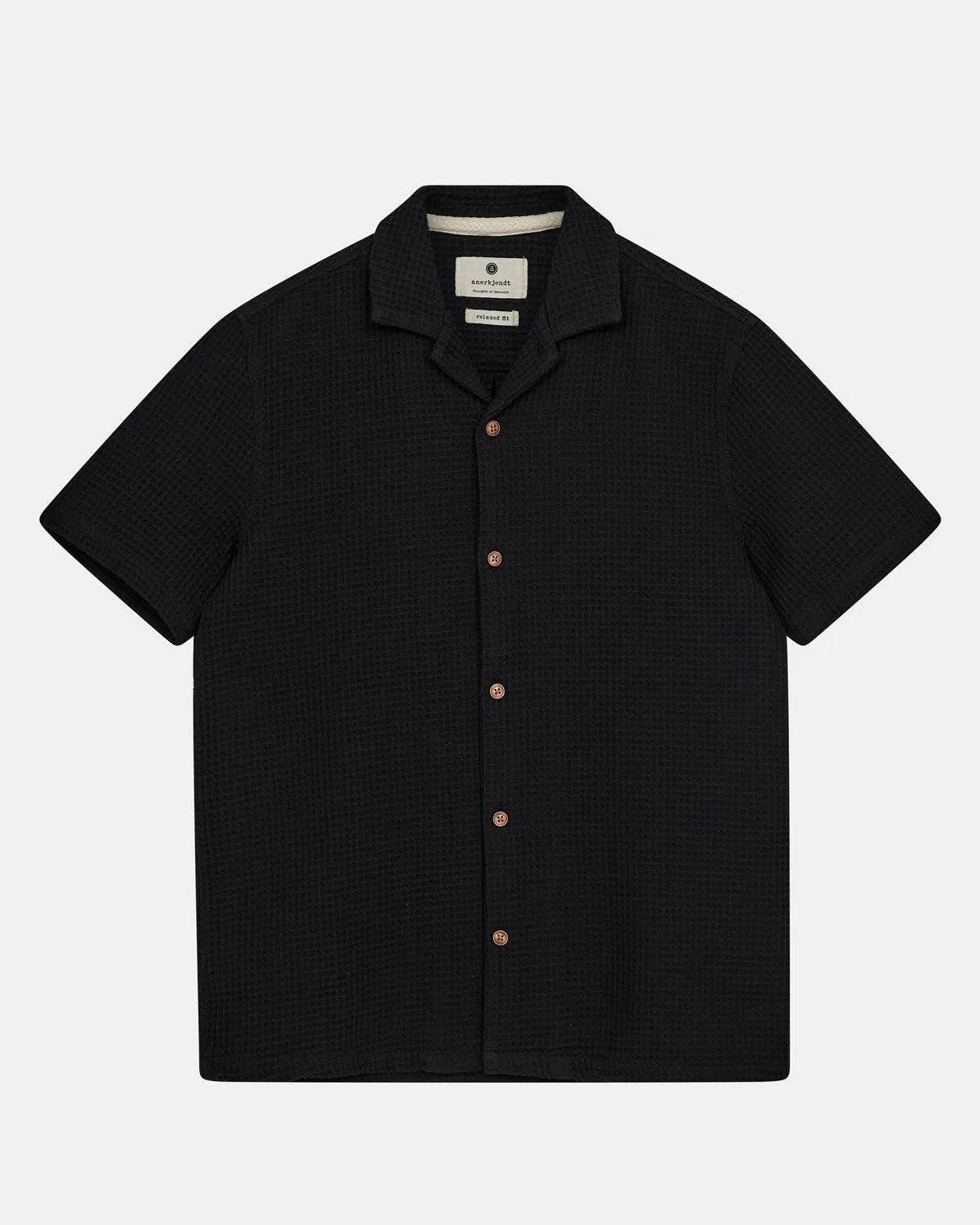 AKLEON S/S WAFFLE SHIRT - Caviar sold by anerkjendt