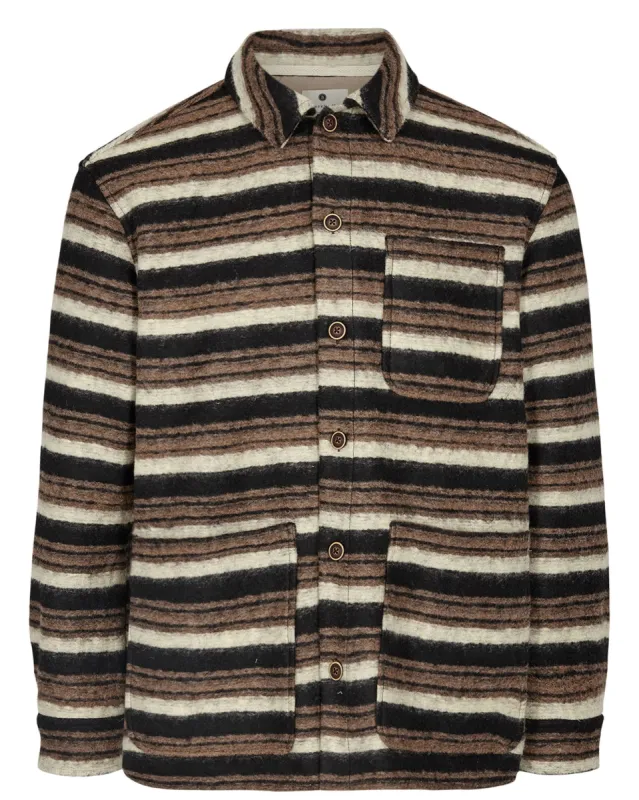 AKOTTO WOOL STRIPE OVERSHIRT - Chocolate Brown sold by anerkjendt