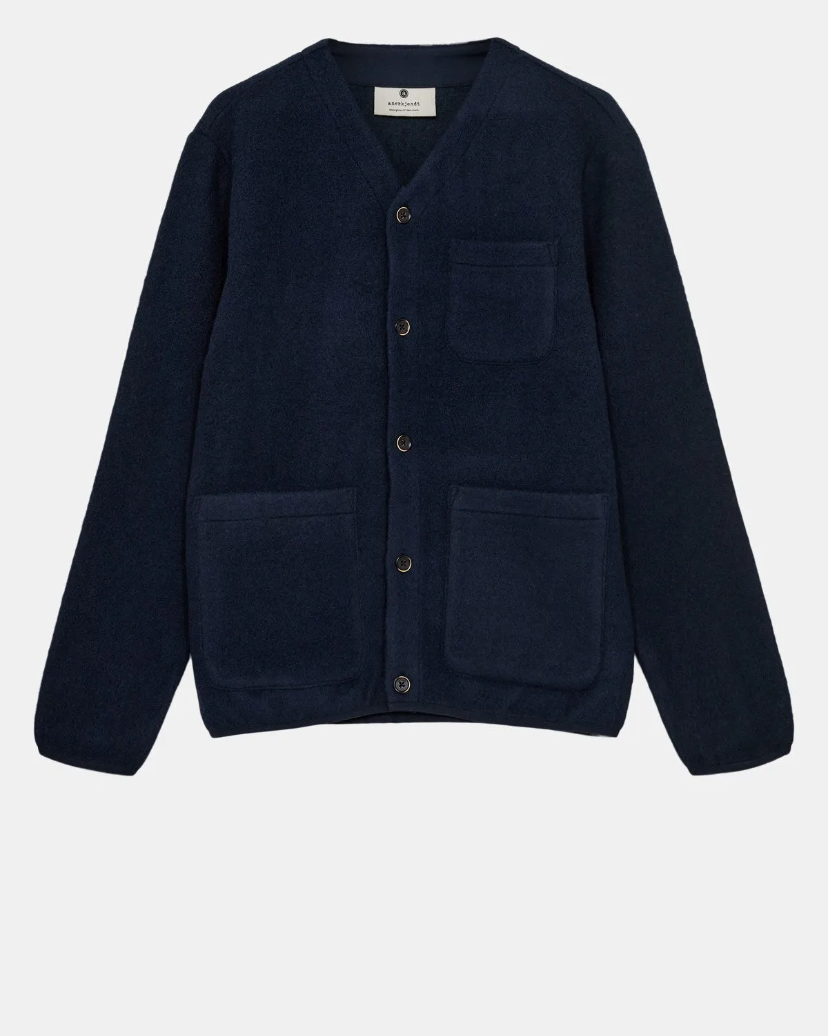 AKSIGURD BOILED WOOL OVERSHIRT - Sky Captain sold by anerkjendt