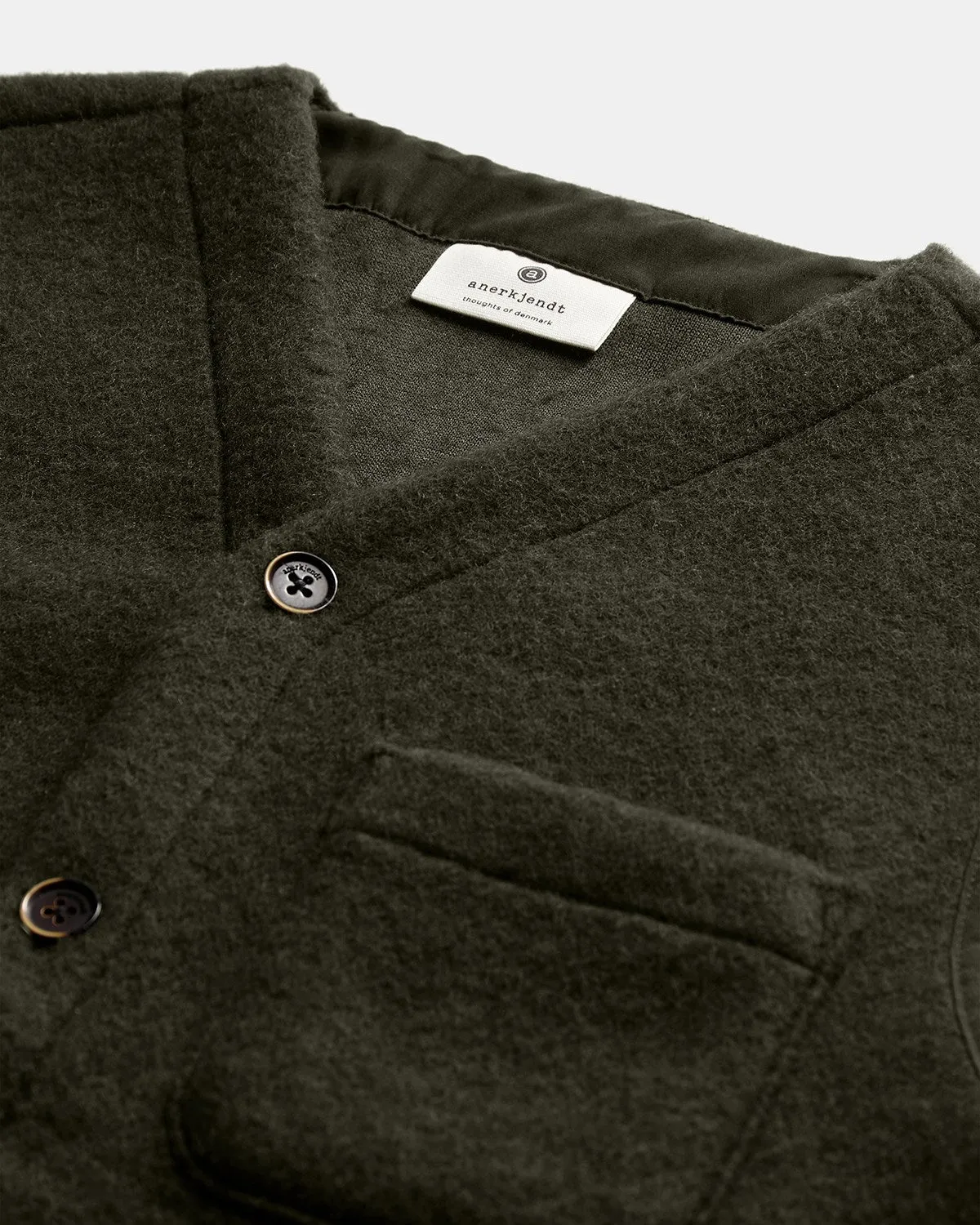 AKRASMUS BOILED WOOL GILET - Forest night sold by anerkjendt product image thumbnail 3