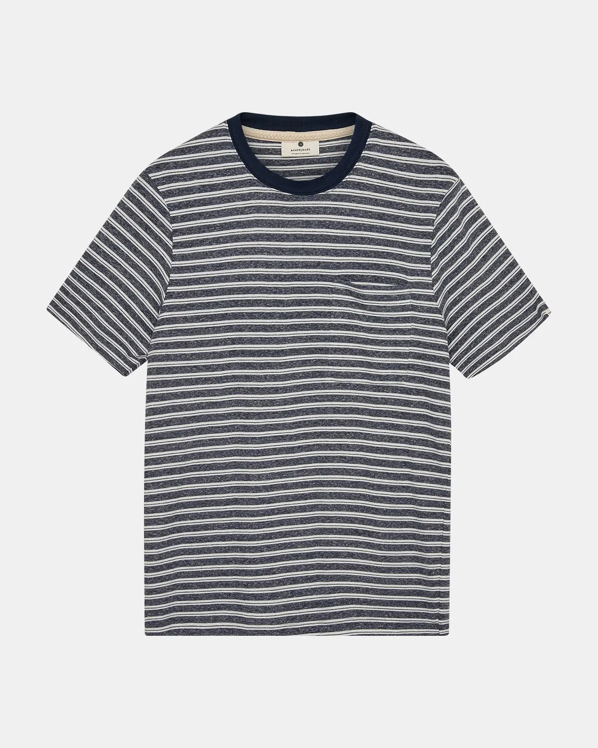 AKKIKKI COT/LINEN STRIPE TEE - Sky Captain sold by anerkjendt