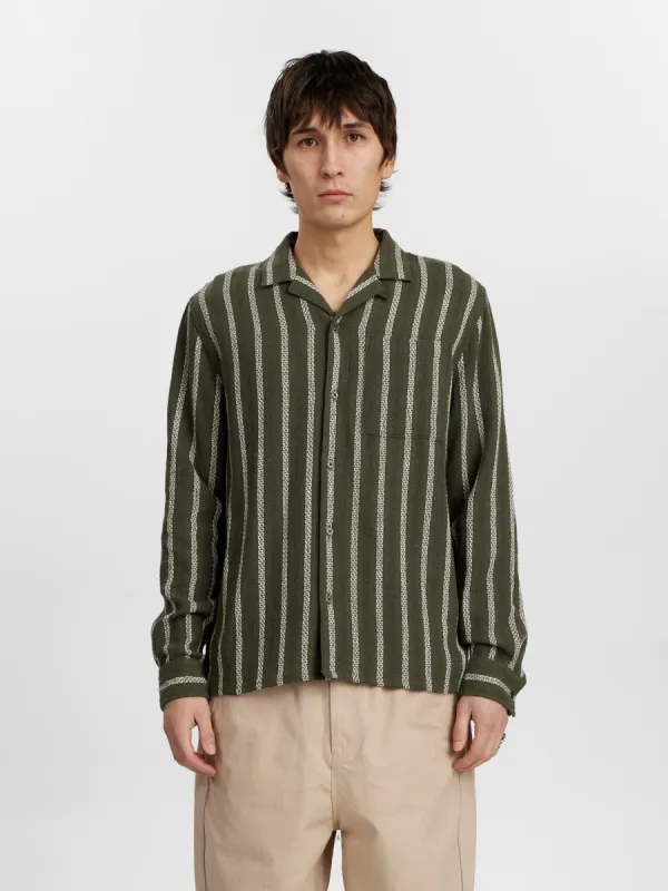 AKKURT STRIPE SHIRT - Deep Lichen Green sold by anerkjendt