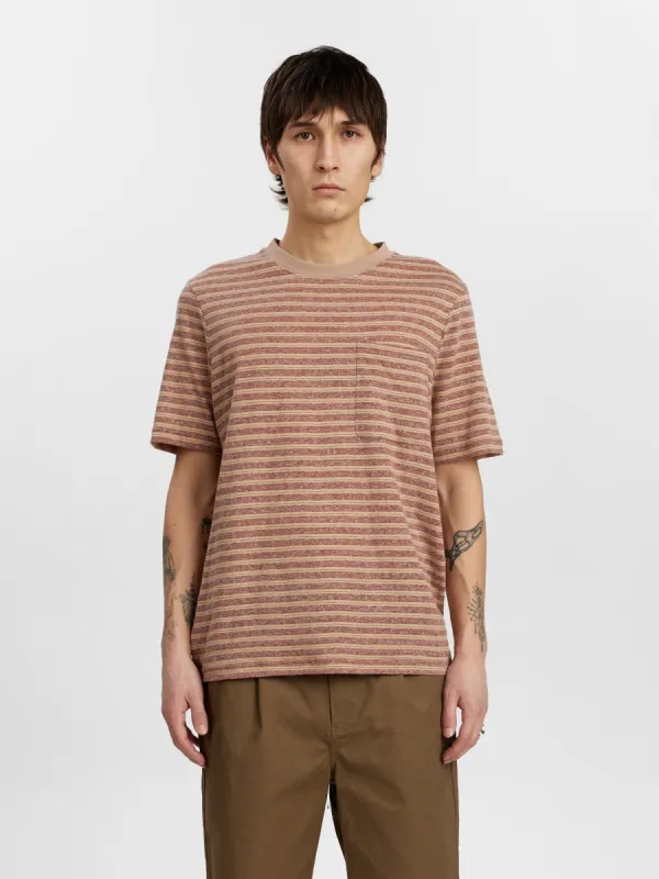 AKKIKKI COT/LINEN STRIPE TEE - Auburn sold by anerkjendt