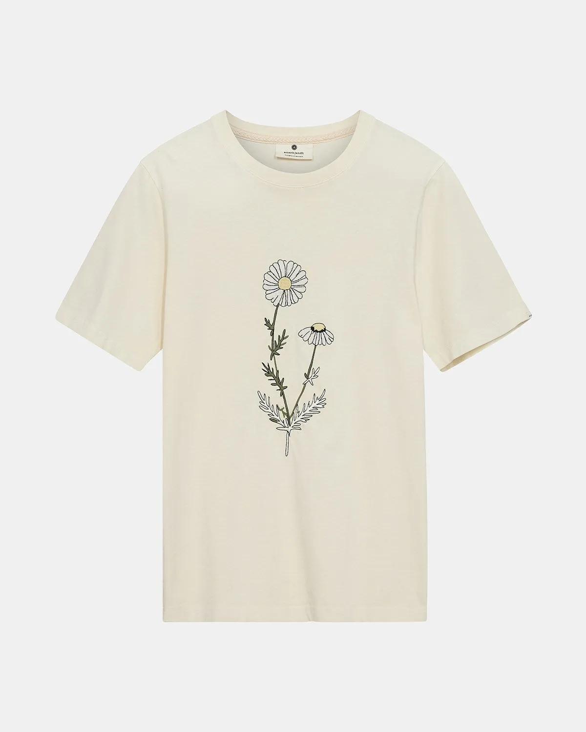 AKKIKKI FLOWER EMB S/S TEE - Tofu sold by anerkjendt