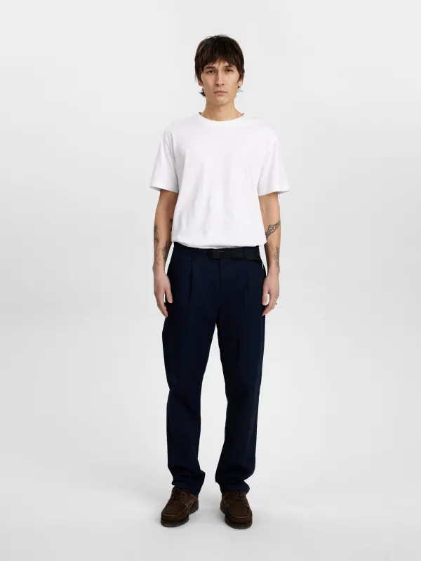 AKJAN COTTON BELT PANTS - Sky Captain sold by anerkjendt