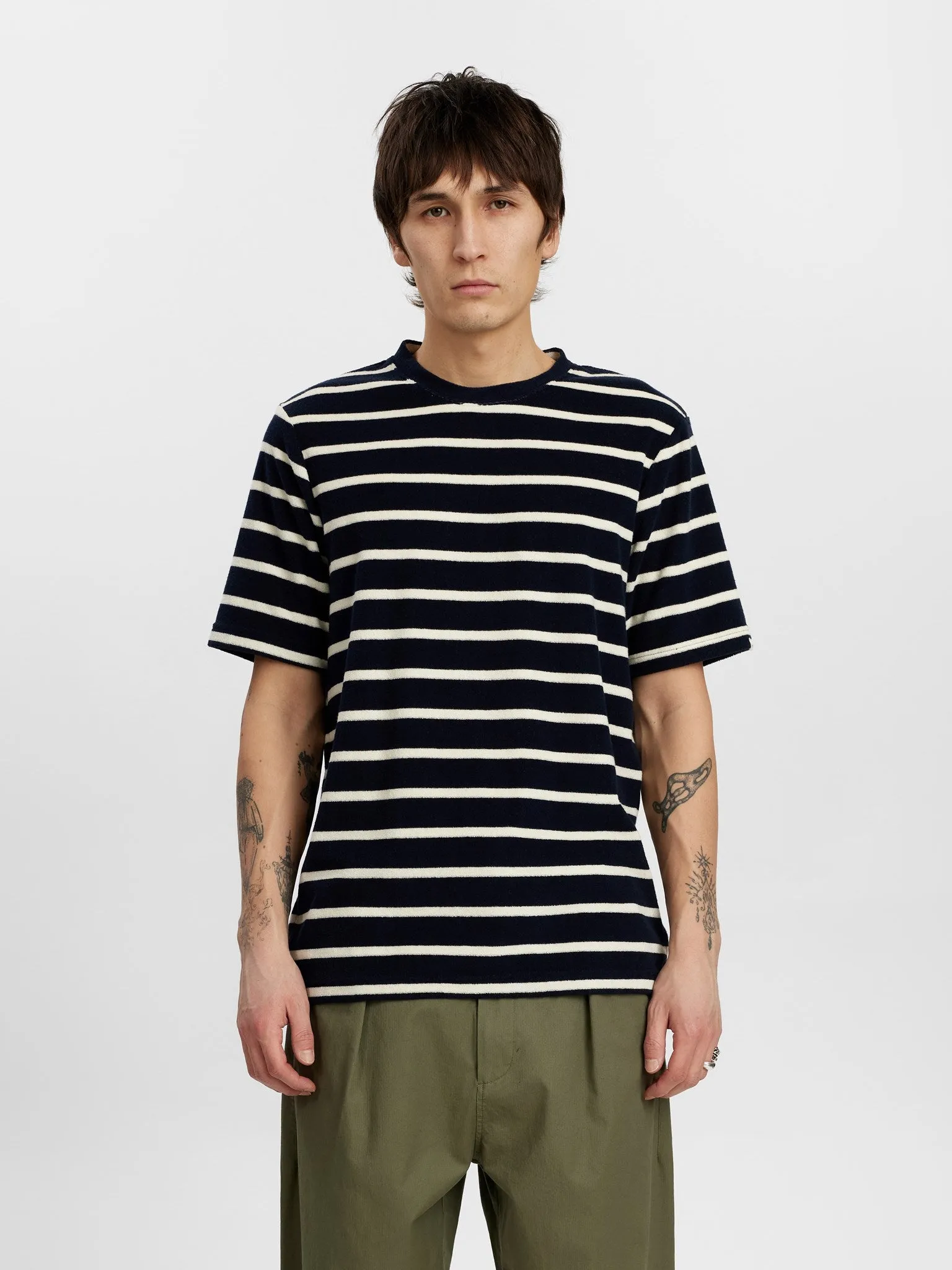 AKKIKKI FROTTE STRIPE TEE - Sky Captain sold by anerkjendt