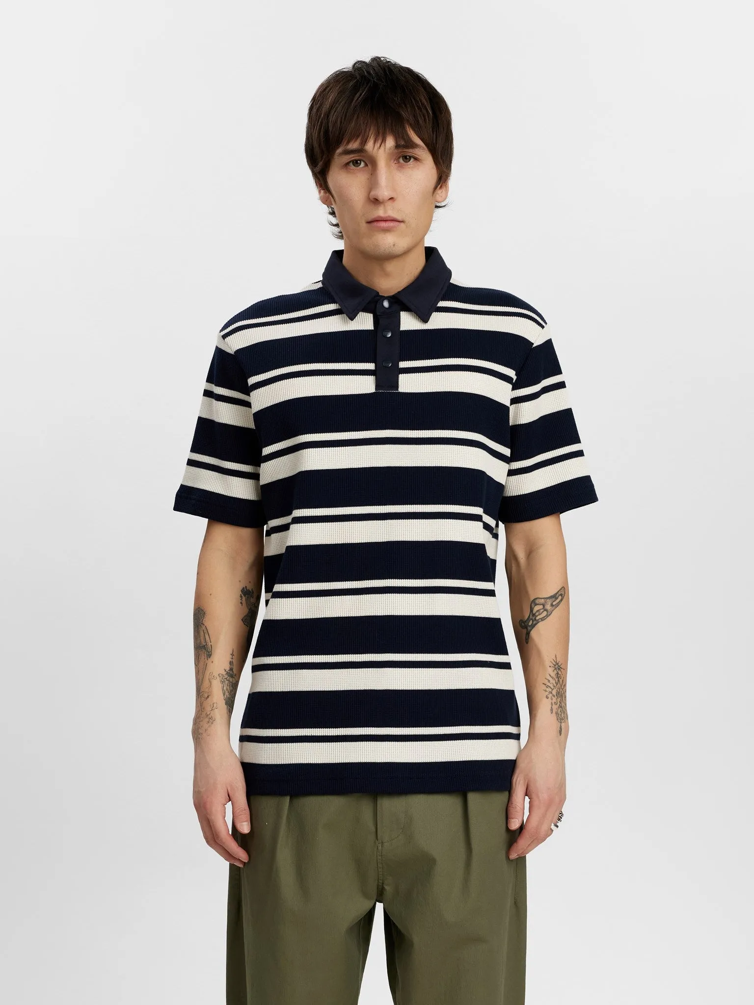 AKKIKKI WAFFLE YD POLO TEE - Sky Captain sold by anerkjendt