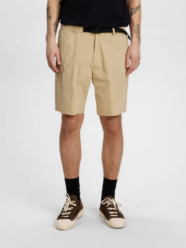 AKJAN TEC GROSGRAIN BELT SHORTS - Incense sold by anerkjendt