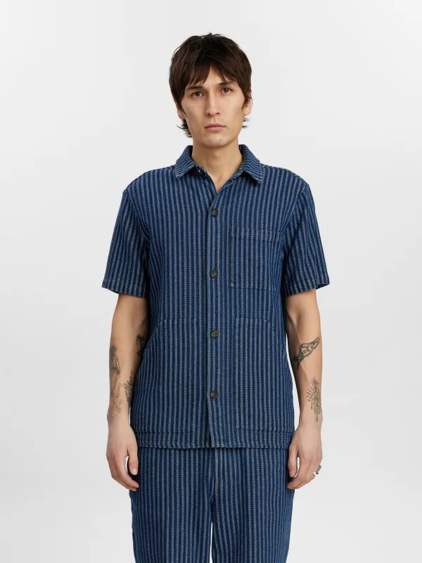 AKTHEO INDIGO S/S OVERSHIRT - Dark Navy sold by anerkjendt