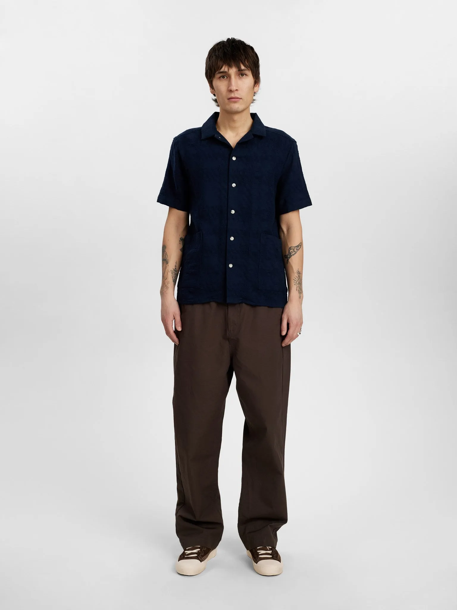 AKLEON CHECK PATTERN SS SHIRT - Sky Captain sold by anerkjendt product image thumbnail 3