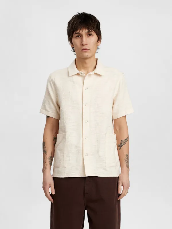 AKLEON CHECK PATTERN SS SHIRT - Tofu sold by anerkjendt