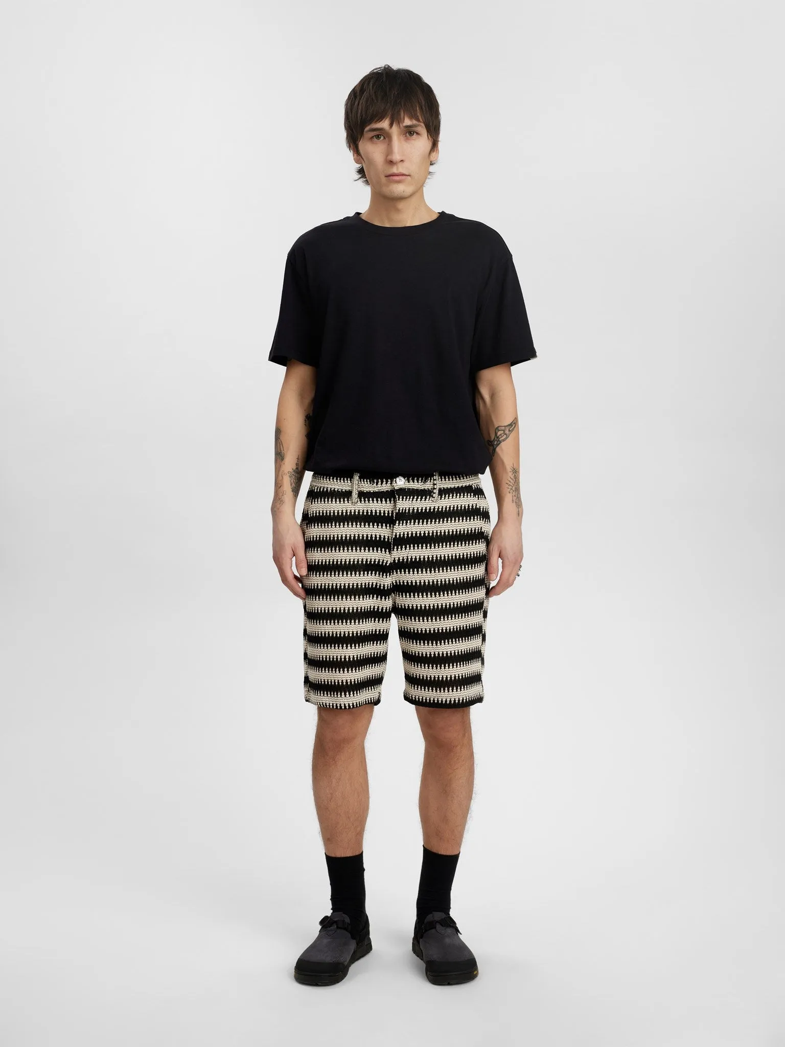 AKJAN STRUC STRIPE SHORTS - Tofu sold by anerkjendt product image thumbnail 3
