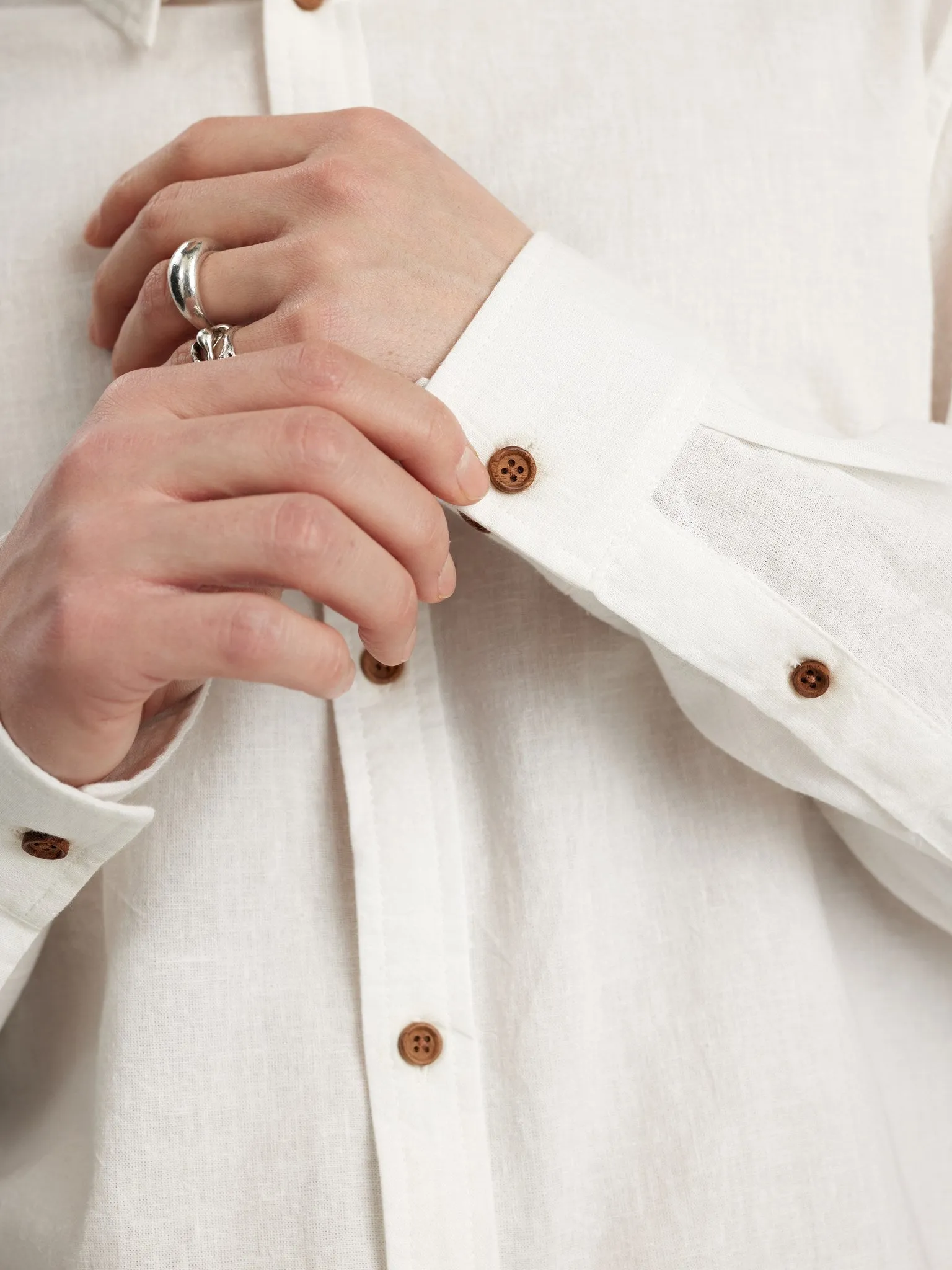 AKLEIF L/S COT/LINEN SHIRT - Tofu sold by anerkjendt product image thumbnail 5