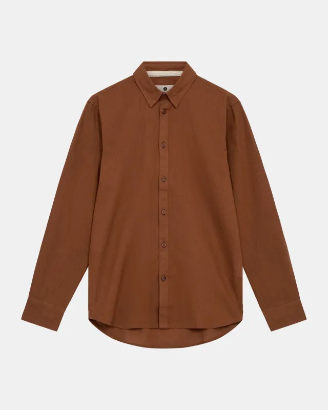 AKLEIF L/S COT/LINEN SHIRT - Chipmunk sold by anerkjendt