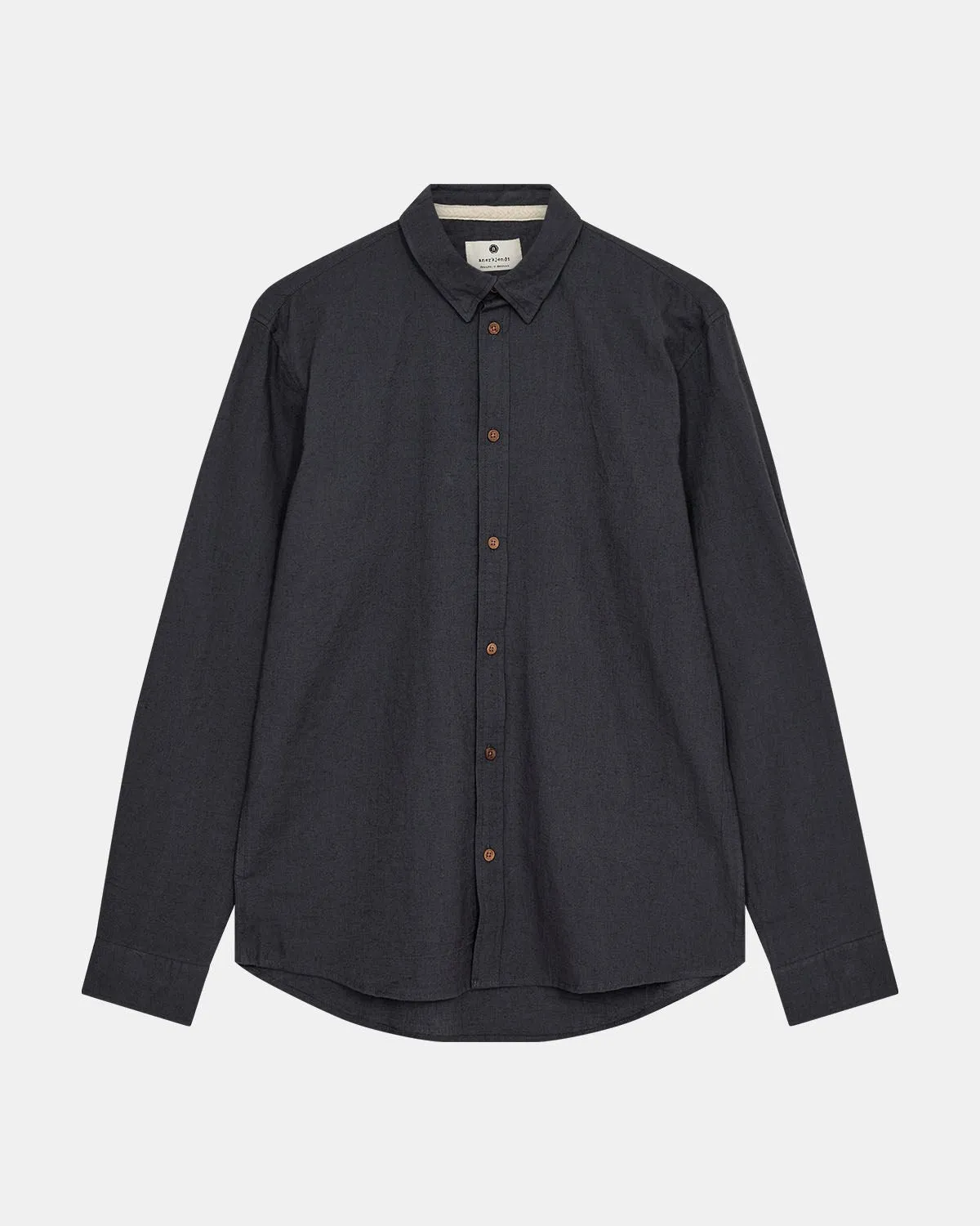 AKLEIF L/S COT/LINEN SHIRT - Dark Grey sold by anerkjendt