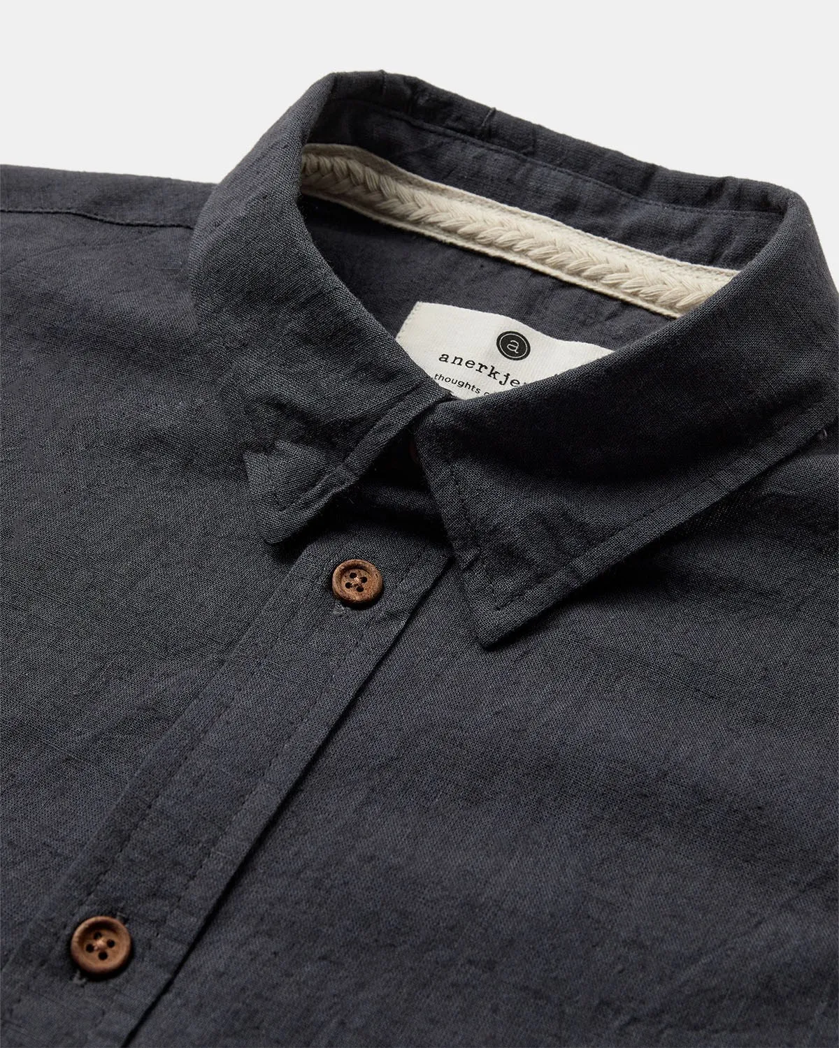 AKLEIF L/S COT/LINEN SHIRT - Dark Grey sold by anerkjendt product image thumbnail 3