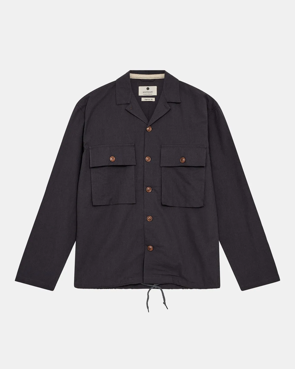 AKOTTO COT/LINEN OVERSHIRT - Dark Grey sold by anerkjendt