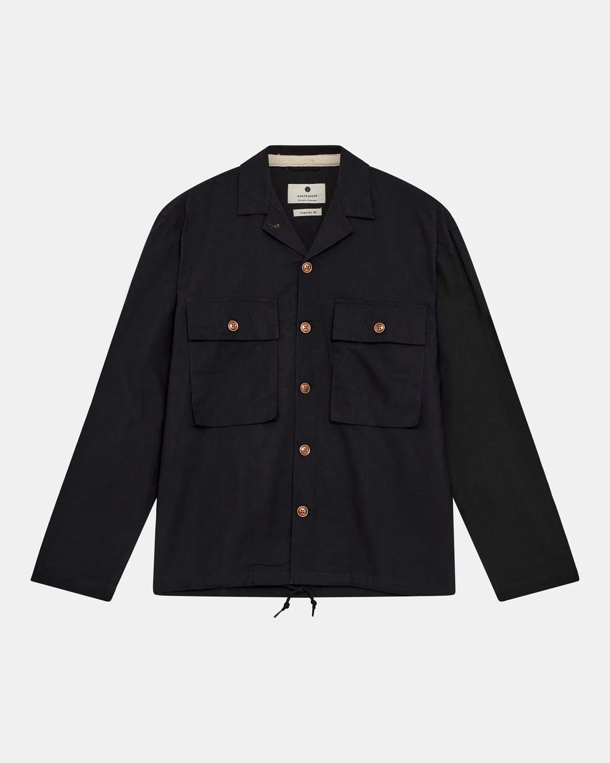 AKOTTO COT/LINEN OVERSHIRT - Caviar sold by anerkjendt