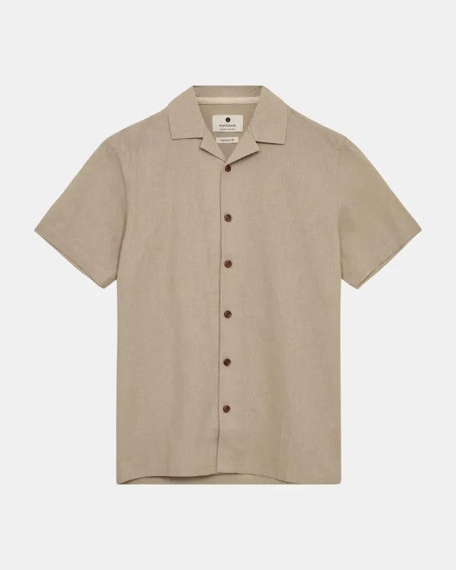 AKLEO S/S COT/LINEN SHIRT - Feather Gray sold by anerkjendt