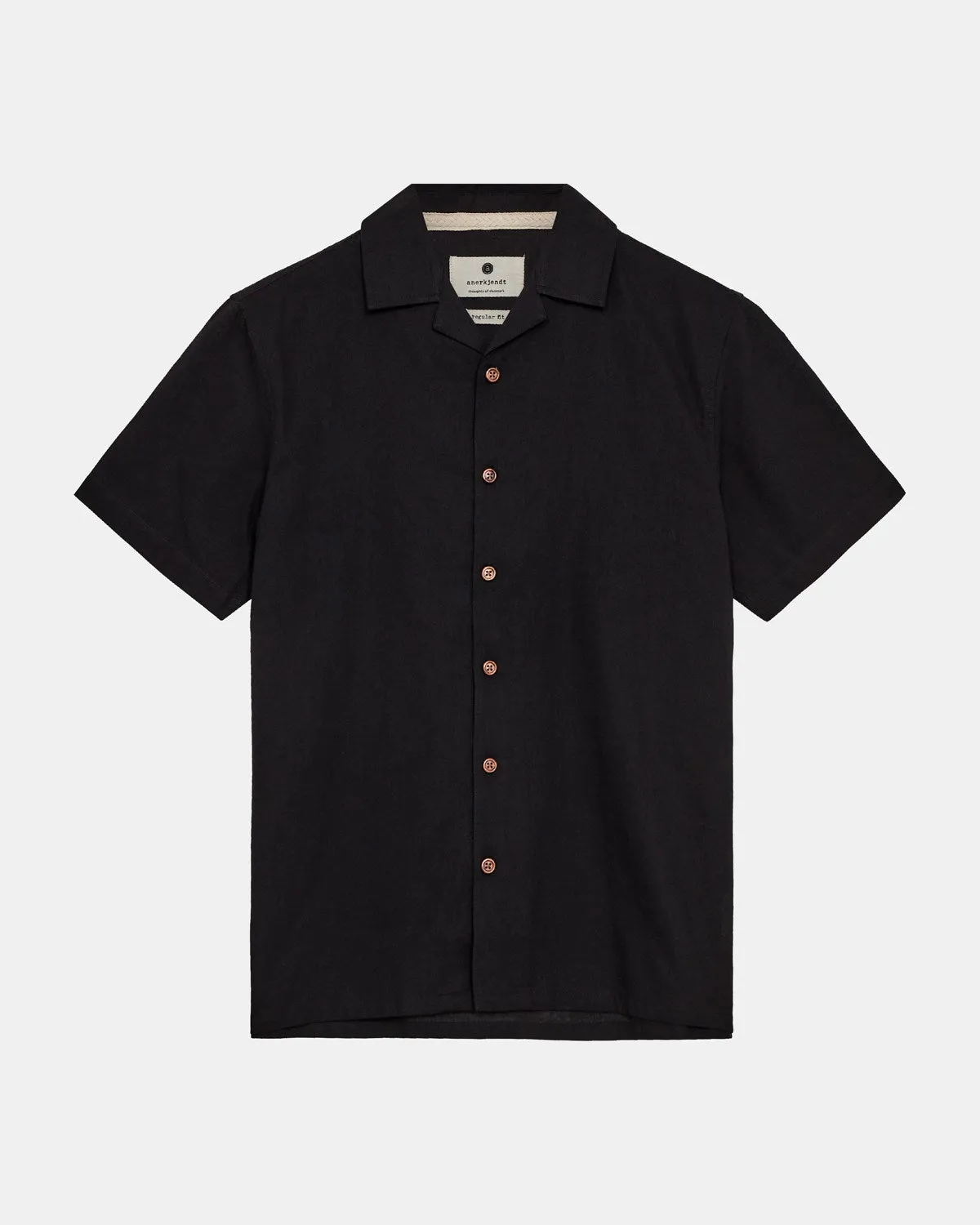 AKLEO S/S COT/LINEN SHIRT - Caviar sold by anerkjendt